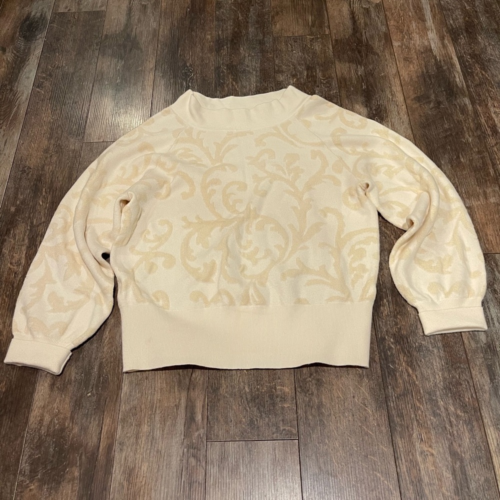 Anthropologie Cream and Tan Sweater